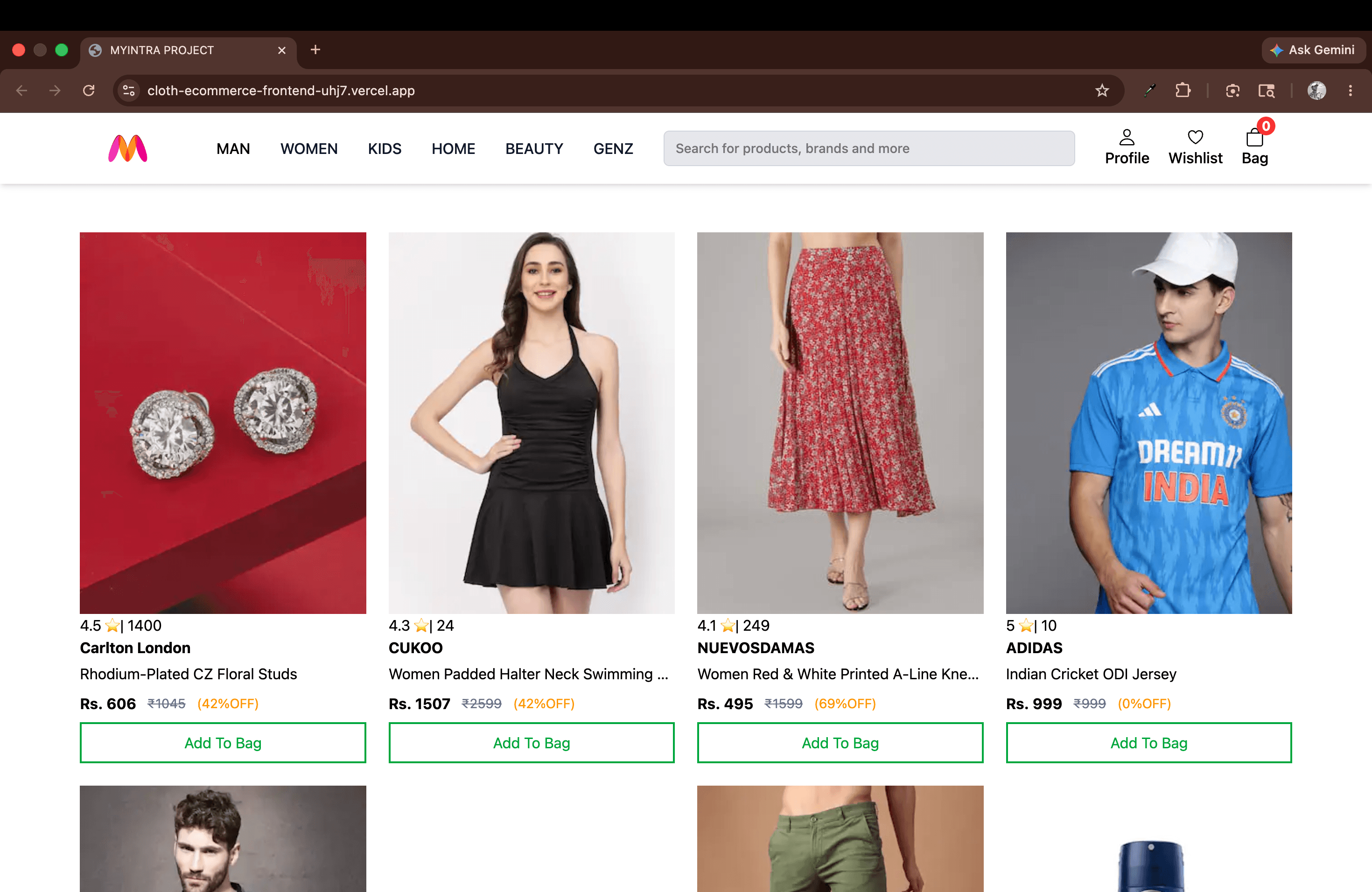 Myntra Fashion E-Commerce UI